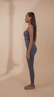 High Waist Side Pockets Leggings- Grey