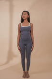 High Waist Side Pockets Leggings- Grey