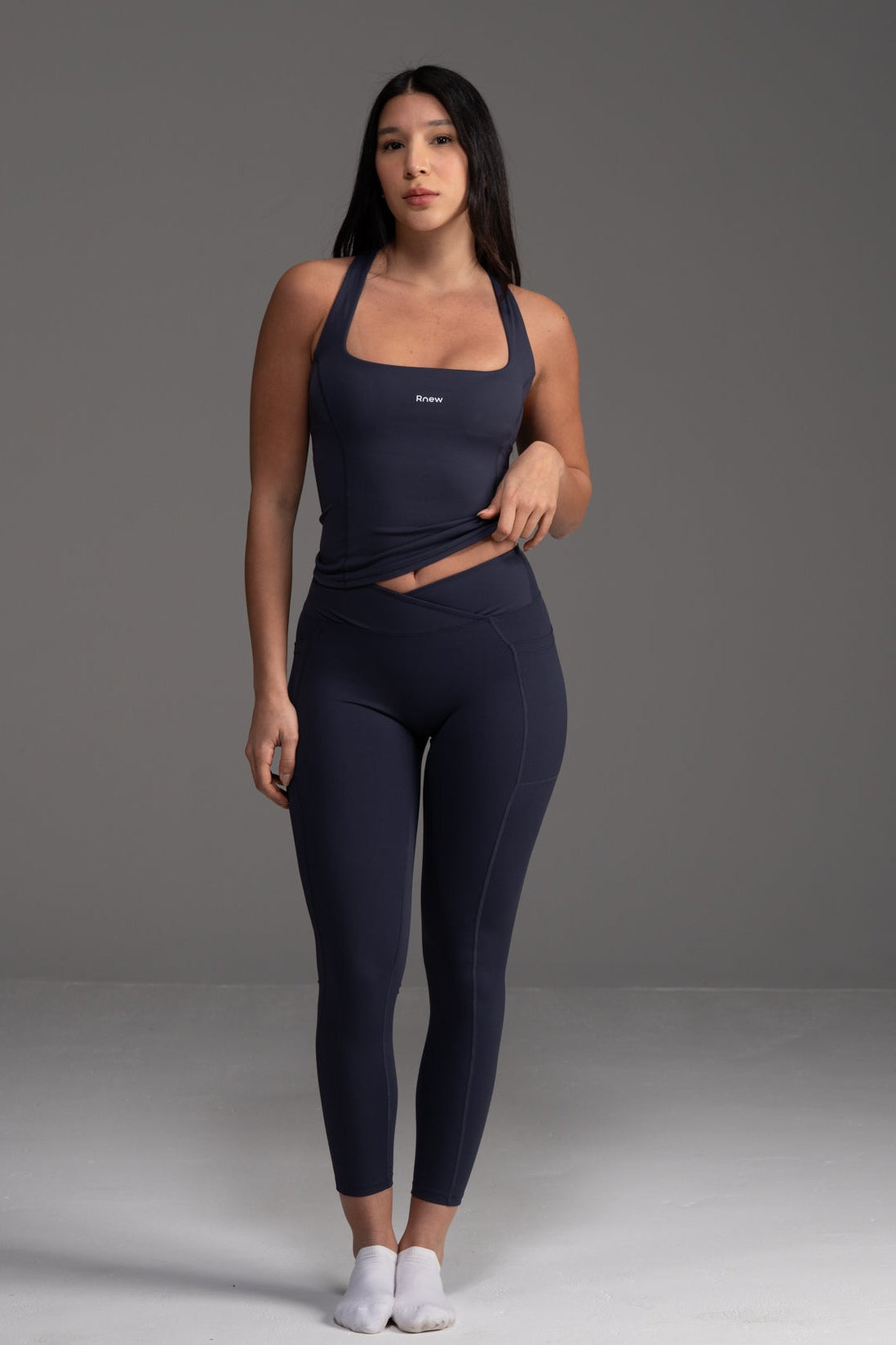 Soft Active V-Waist Pocket Legging in Navy Blue