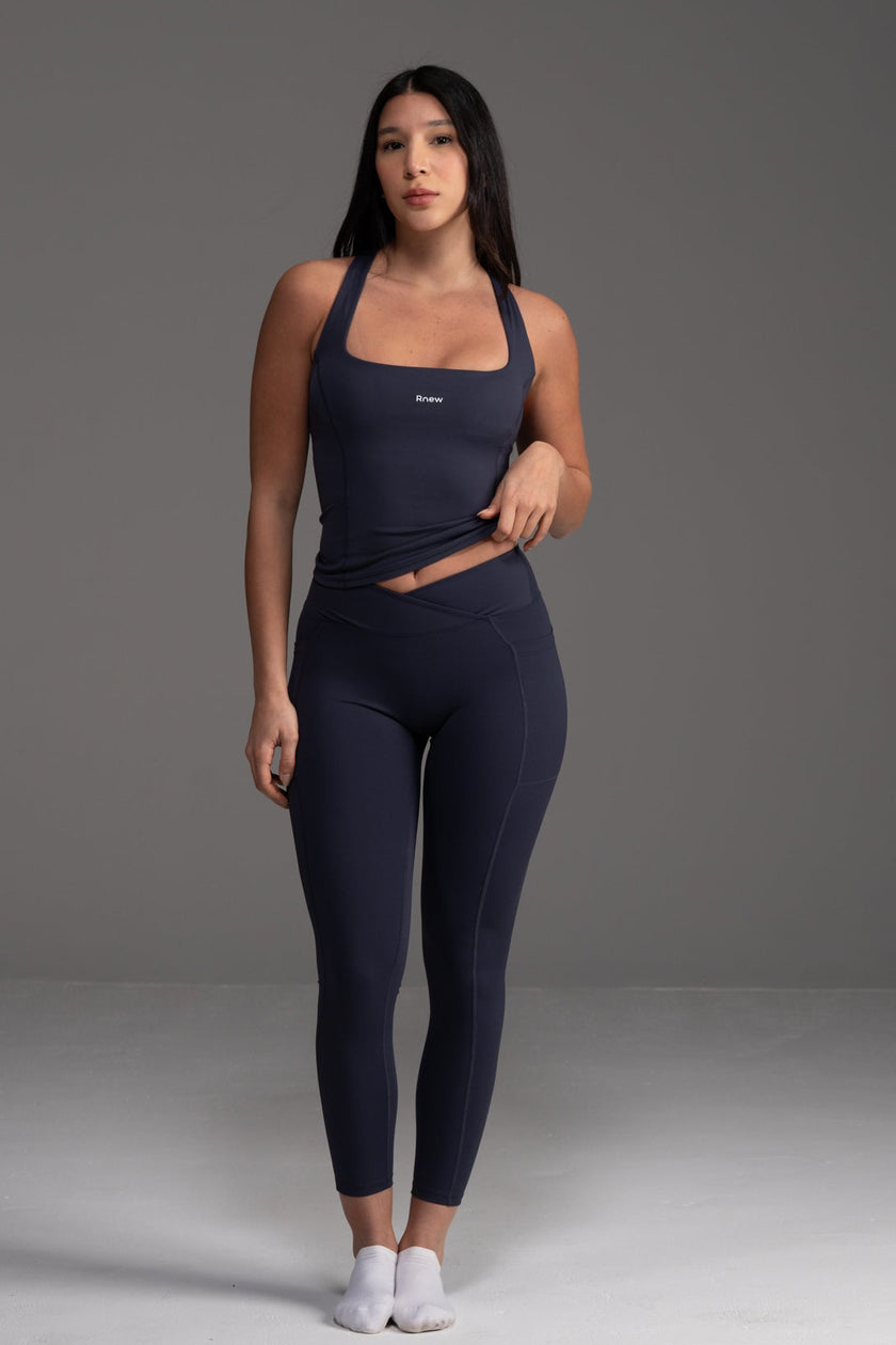 Soft Active V-Waist Pocket Legging in Navy Blue