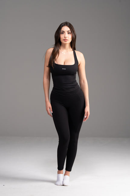 Soft Active U-Neck Top in Black