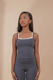 Fake Two Pieces Top - Grey/White